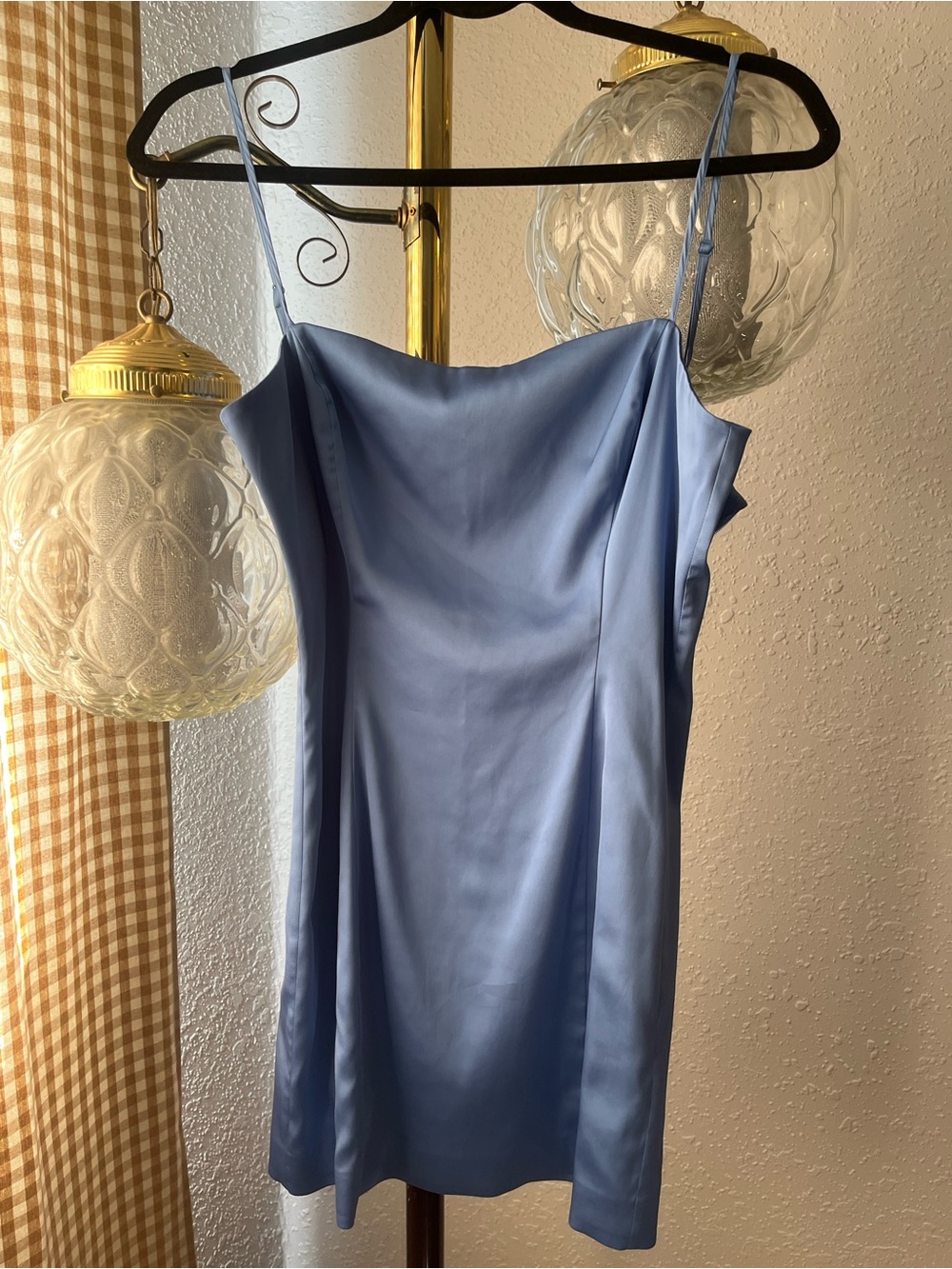 Aritzia Sunday Best Satin Slip Dress in Dusty Blue